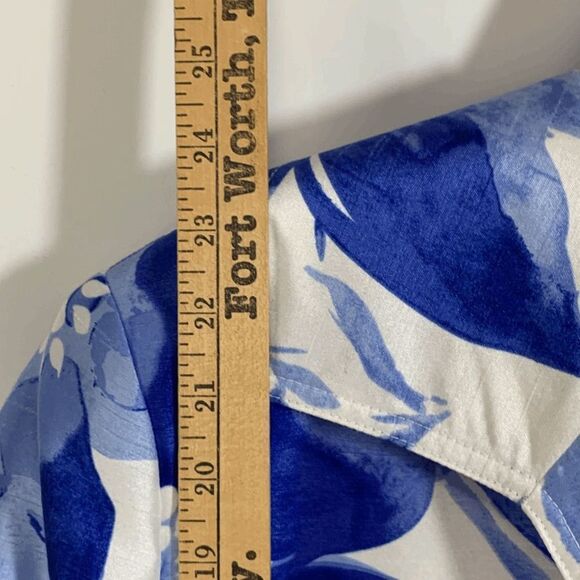 TanJay Womens Floral 3/4 Sleeve Open Front Cropped Jacket Blue White - Picture 8 of 10